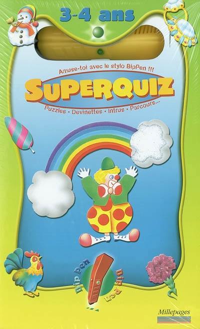 Superquiz, 3-4 ans : puzzles, devinettes, intrus, parcours...