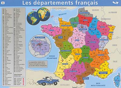 Les départements français, fleuves et reliefs