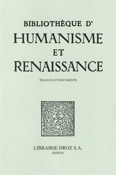 Bibliothèque d'humanisme et Renaissance, n° 86-2-3