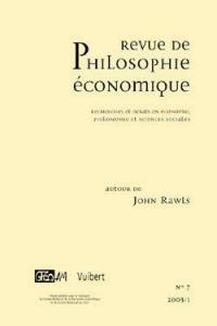 Revue de philosophie économique, n° 7. Autour de John Rawls