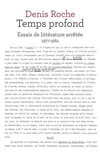 Temps profond : essais de littérature arrêtée : 1977-1984