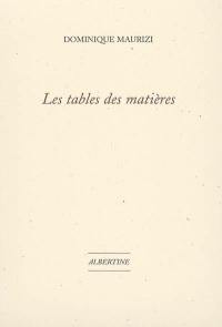 Les tables des matières