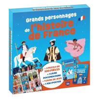 Grands personnages de l'histoire de France : 1 puzzle de 100 pièces, 1 livre documentaire, 1 livre de jeux, 1 joli poster