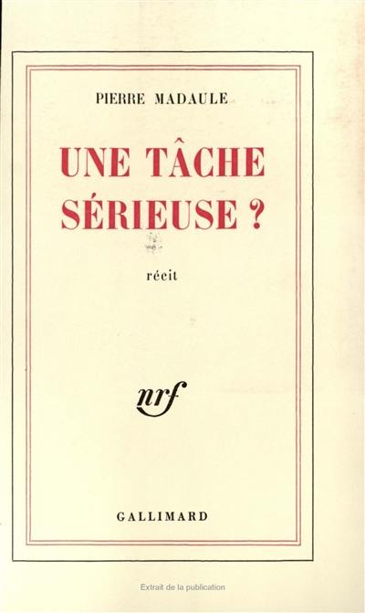 Une Tâche sérieuse ?