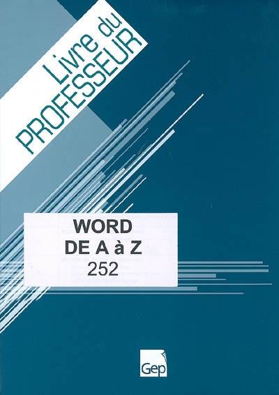 Word de A à Z : livre du professeur