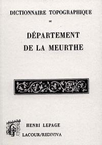 Dictionnaire topographique du département de la Meurthe