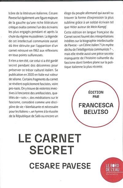 Cesare Pavese : le carnet secret