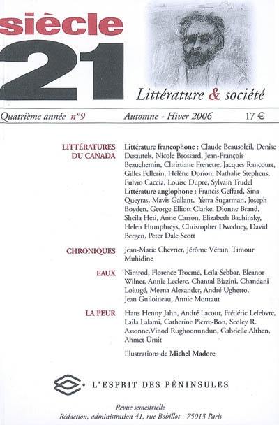 Siècle 21, littérature & société, n° 9. Littératures du Canada