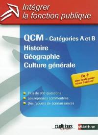 QCM, catégories A et B : histoire, géographie, culture générale