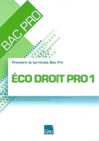 Eco droit pro 1, 1re et terminale bac pro