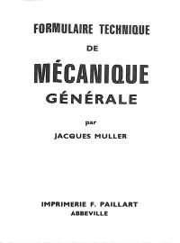 Formulaire technique de mécanique générale