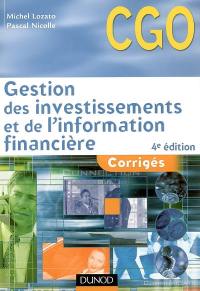 Gestion des investissements et de l'information financière : corrigés : processus 4 et 5