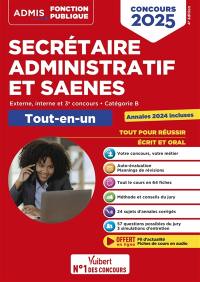 Secrétaire administratif et SAENES : externe, interne et 3e concours, catégorie B : tout-en-un, concours 2025