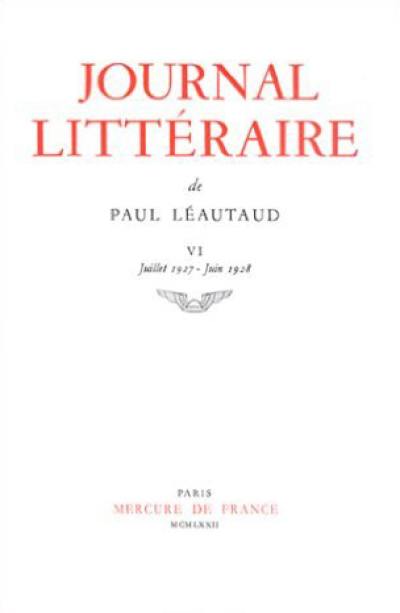 Journal littéraire. Vol. 6. 1927-1928