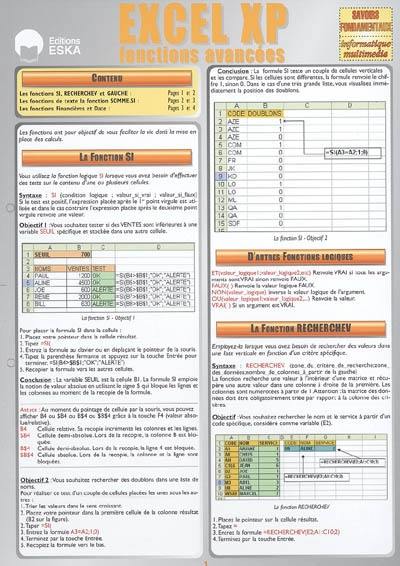 Excel XP fonctions avancées