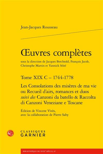 Oeuvres complètes. Vol. 19 C. 1744-1778