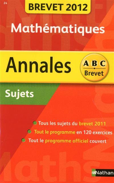 Mathématiques : brevet 2012, sujets