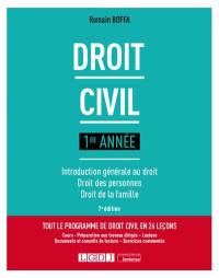 Droit civil : 1re année : introduction générale au droit, droit des personnes, droit de la famille