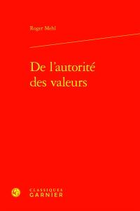 De l'autorité des valeurs