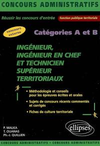 Ingénieur, ingénieur en chef et technicien supérieur territoriaux : concours externe, catégories A et B