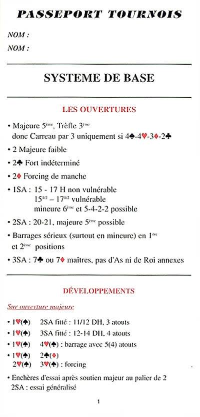 Passeport tournois : système de base