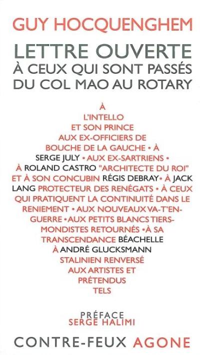 Lettre ouverte à ceux qui sont passés du col Mao au Rotary