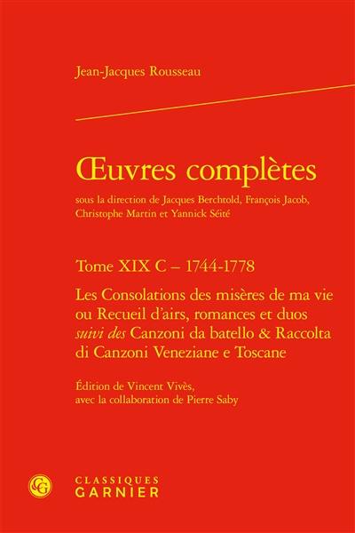 Oeuvres complètes. Vol. 19 C. 1744-1778