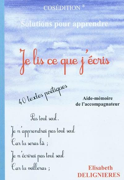 Je lis ce que j'écris : aide-mémoire de l'accompagnateur