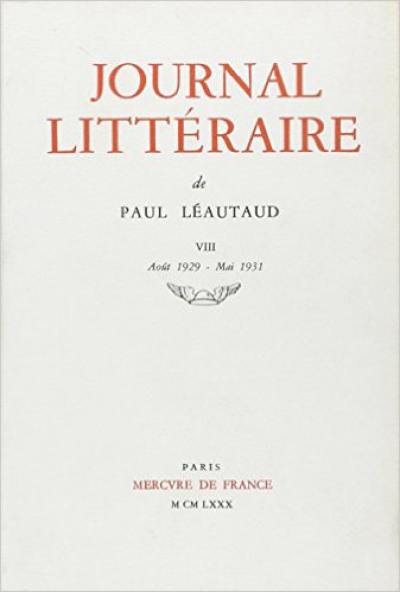 Journal littéraire. Vol. 8. 1929-1931