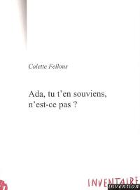 Ada, tu t'en souviens n'est-ce pas ? : une lecture d'Ada ou L'Ardeur de Vladimir Nabokov