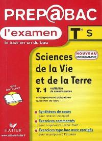 Sciences de la vie et de la Terre, terminale S, enseignement obligatoire, question de type 1 : restitution de connaissances : nouveau programme 2003