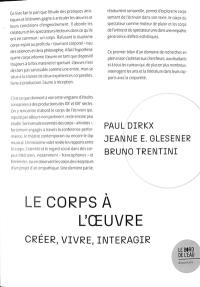 Le corps à l'oeuvre. Créer, vivre, interagir