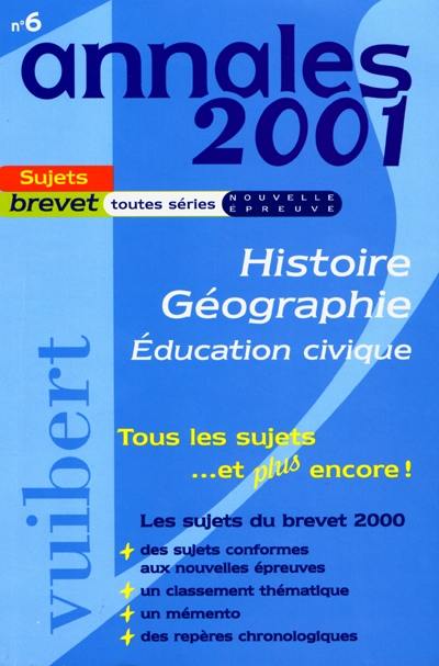 Histoire, géographie, éducation civique, toutes séries : sujets seuls