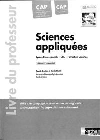 Sciences appliquées CAP cuisine, CAP CS HCR : livre du professeur : 2024