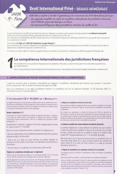 Droit international privé : règles générales