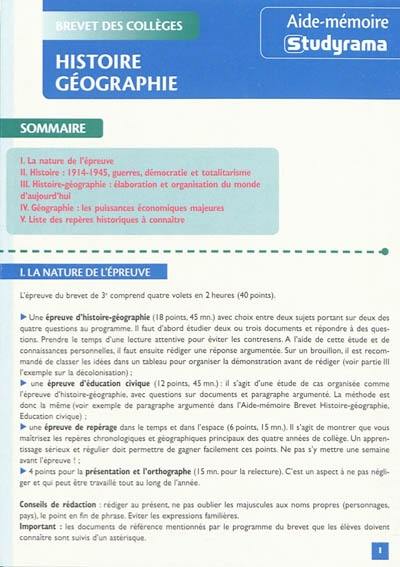 Histoire géographie