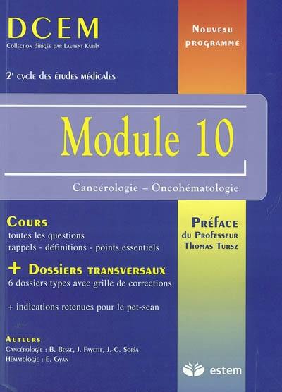 Module 10 : cancérologie, oncohématologie