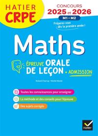 Maths : épreuve orale de leçon, admission : concours 2025 et 2026, M1, M2