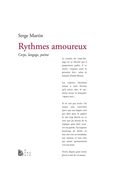 Rythmes amoureux : corps, langage, poème