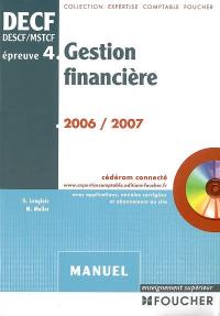 Gestion financière, DECF, DESCF-MSTCF, épreuve n° 4 : manuel