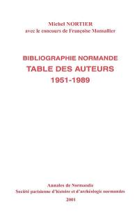 Table des auteurs de la Bibliographie normande annuelle, 1951-1989