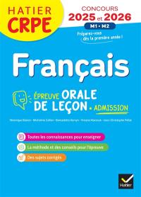 Français : épreuve orale de leçon, admission : CRPE concours 2025 et 2026, M1, M2