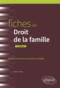 Fiches de droit de la famille : rappels de cours et exercices corrigés