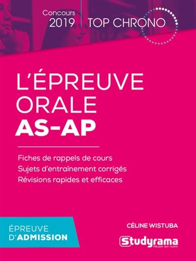 L'épreuve orale AS-AP : concours 2019