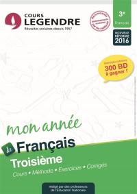 Mon année de français 3e : cours, méthode, exercices, corrigés