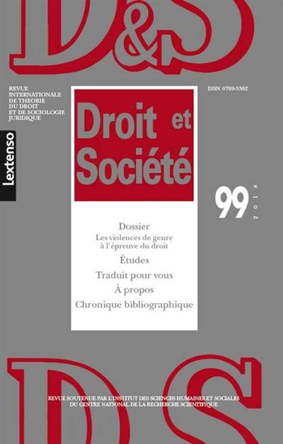 Droit et société, n° 99. Les violences de genre à l'épreuve du droit