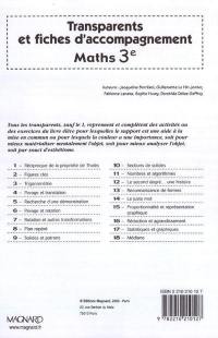 Maths, 3e : transparents et fiches d'accompagnement