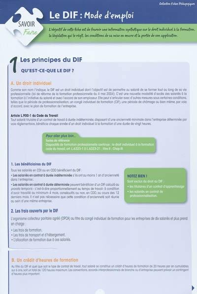 Le DIF : mode d'emploi