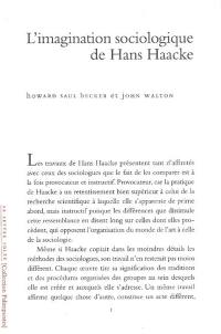 L'imagination sociologique de Hans Haacke