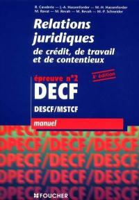 Relations juridiques de crédit, de travail et de contentieux, DECF, DESCF, MSTCF, épreuve n° 2 : manuel